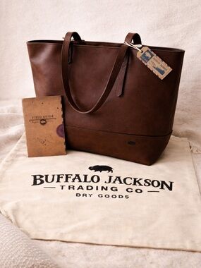 NWT Buffalo Jackson Full Grain Leather Tote | Madison Brown Carryall + Dust Bag